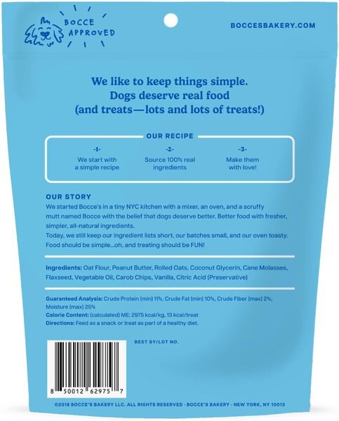 BOCCE'S BAKERY Campfire S'mores Peanut Butter, Carob & Vanilla Recipe Dog Treats, 6-oz bag - Chew... | Chewy.com