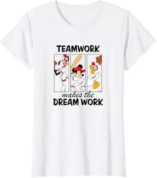 Disney - Mickey Team Work Makes The Dream Work Baseball T-Shirt | Amazon (US)