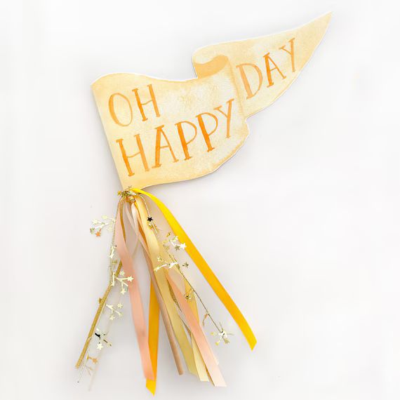 Oh Happy Day Pennant Flag  Yellow Party Pennant Decor  | Etsy | Etsy (US)