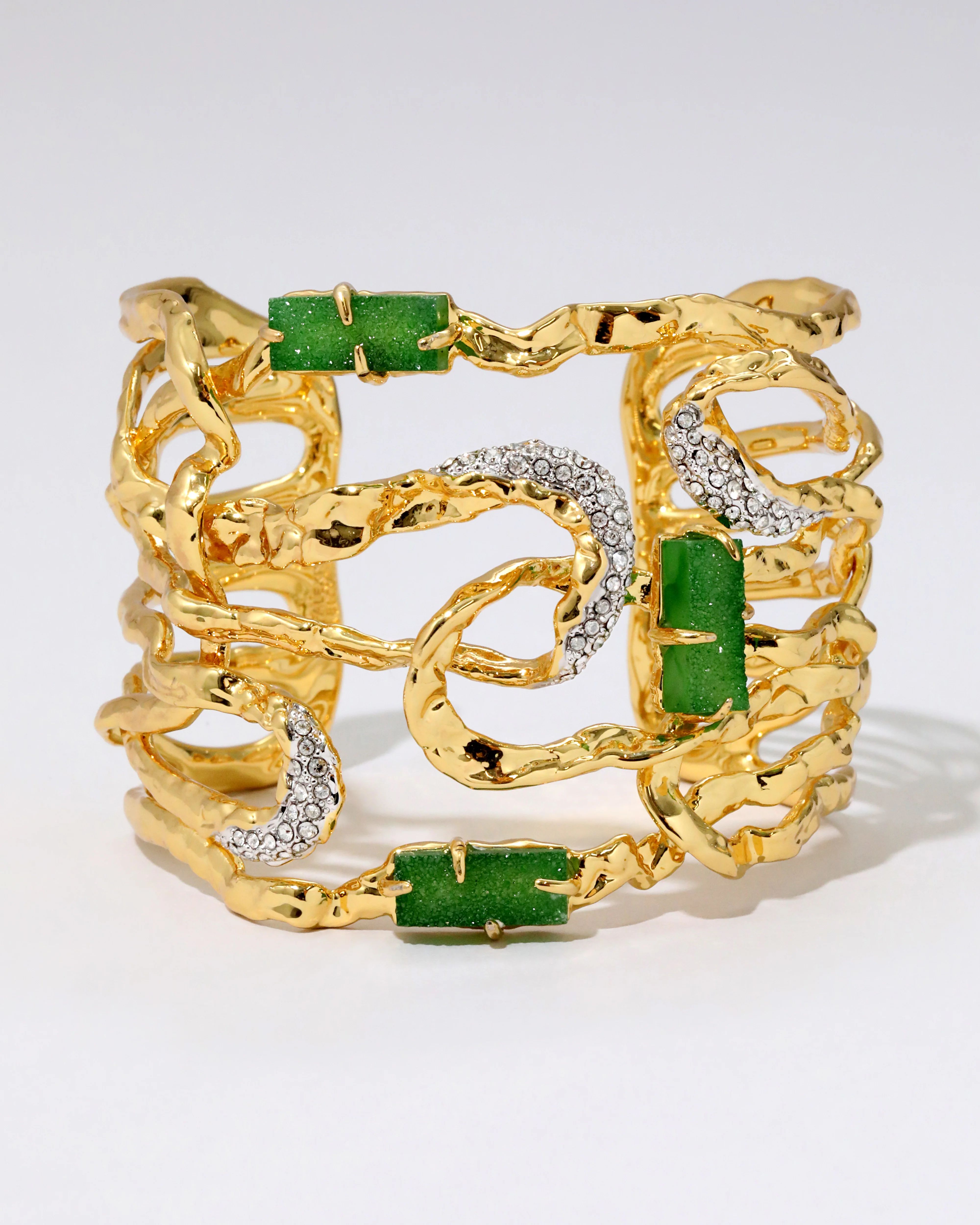 Green Druzy Wide Maze Cuff Bracelet | Alexis Bittar