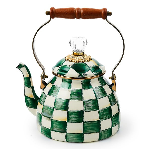 MacKenzie-Childs Emerald Check 2 Quart Tea Kettle | MacKenzie-Childs