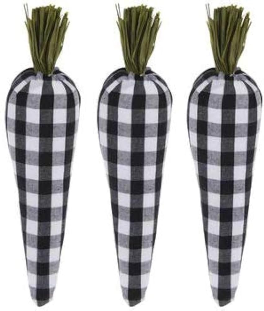 Buffalo Plaid Easter Carrots | 9 Inch | Set of 3 | Bowl Fillers and Decor Ornaments (3/Black/Whit... | Amazon (US)