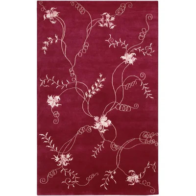 Caines Authentic Hand-Knotted Handmade Pink, Red & Cream Modern Oversized Floral Wool Area Rug | Wayfair North America