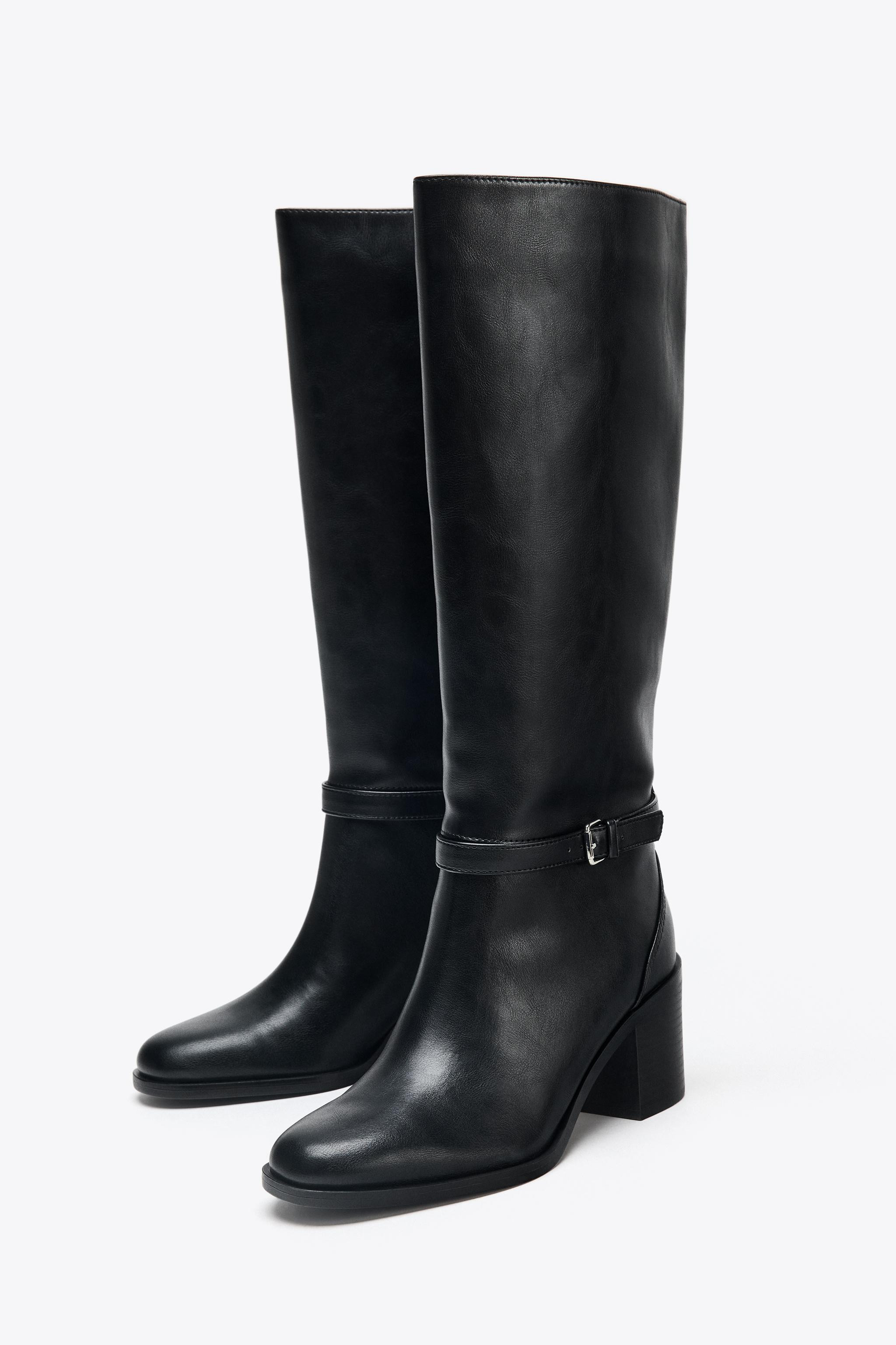 WIDE HEEL BUCKLE BOOTS | Zara US