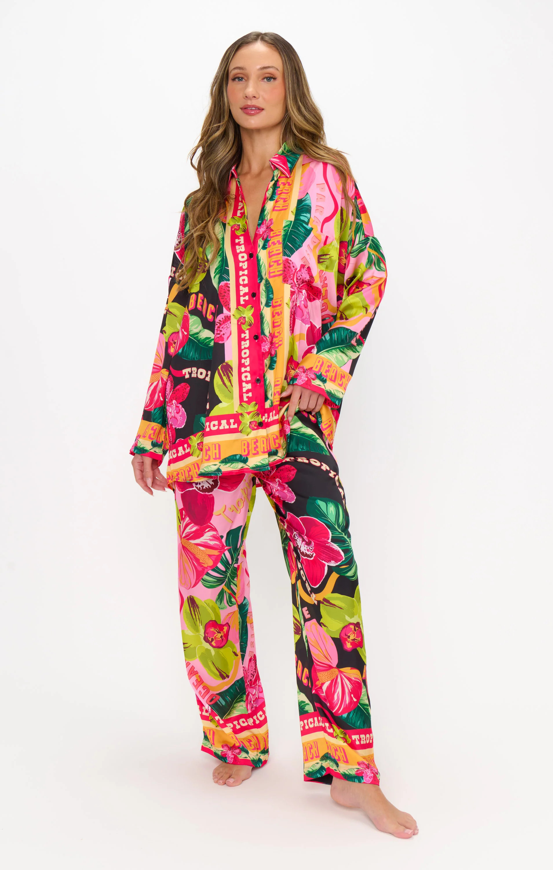 Sleep In PJ Set, in Hot Tropic Nights Silky, Size: 2XL | Show Me Your Mumu | Show Me Your Mumu