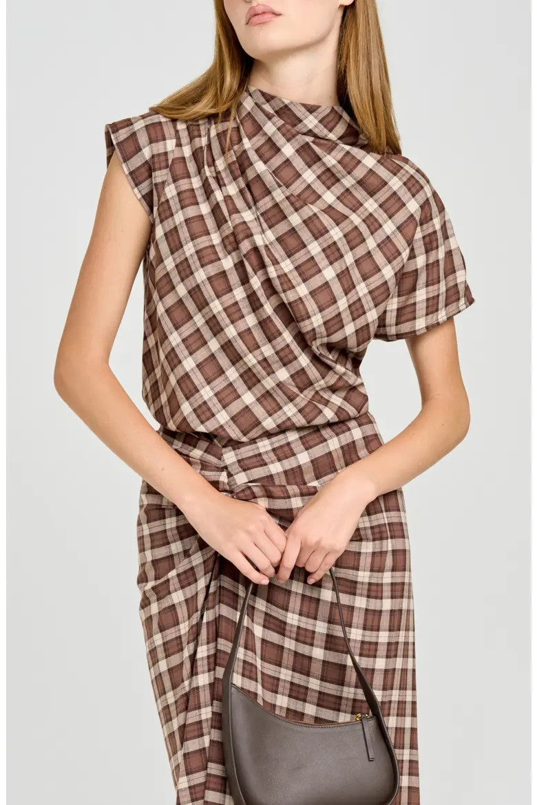 WAYF Laurel Ruched Top in Brown at Nordstrom, Size X-Large | Nordstrom