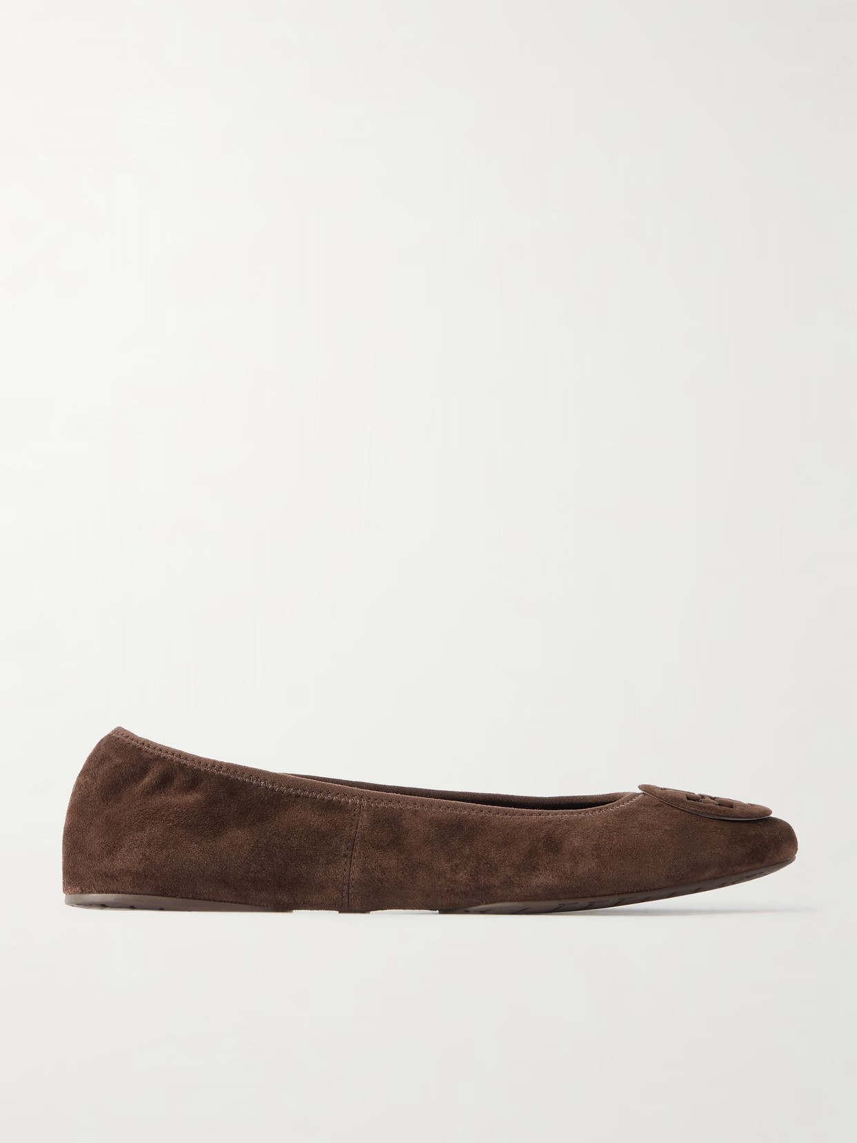 Tory Burch - Reva Embellished Suede Ballet Flats - Brown | NET-A-PORTER (US)