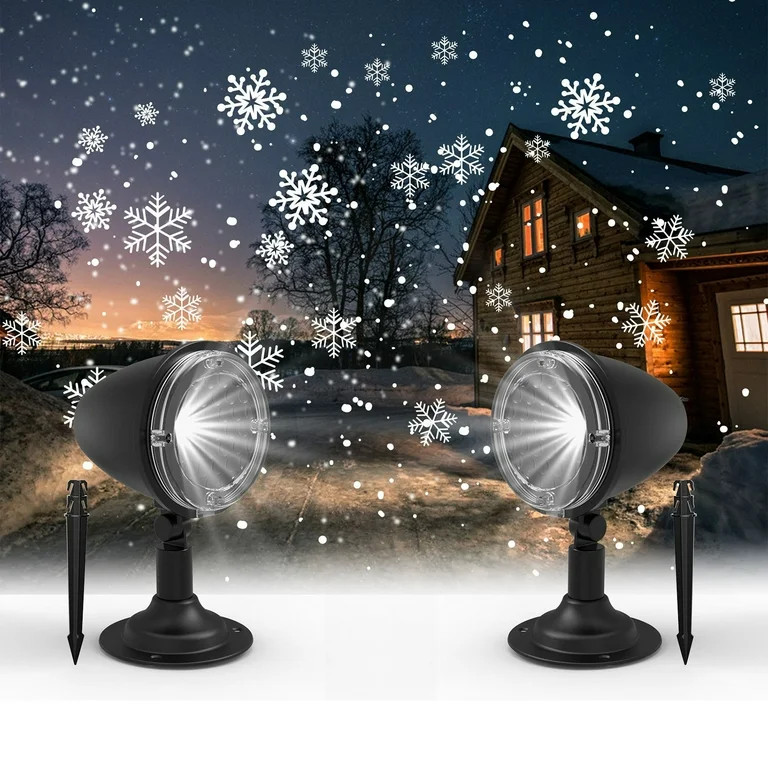 Christmas Snowfall Projector Lights - 2 Pack Indoor Outdoor Holiday Lights Moving White Snow for ... | Walmart (US)