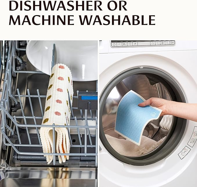 Swedish Dish Cloths for Kitchen - Reusable Cellulose & Cotton Cleaning Kitchen Cloth Towels - Abs... | Amazon (US)