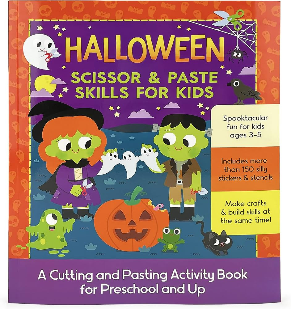 Halloween Scissor & Paste Skills for Kids Ages 3-8, Includes Stickers & Stencils! | Amazon (US)