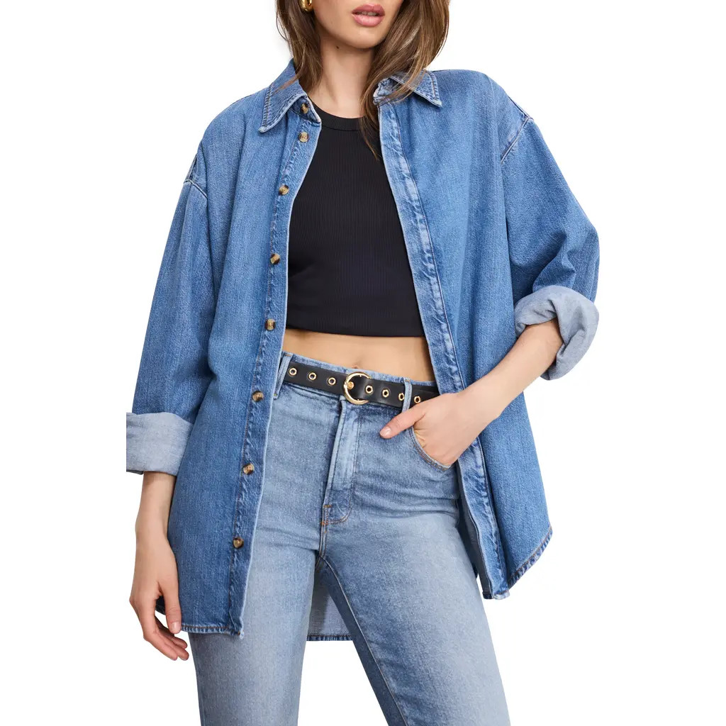 Good American Oversized Denim Shirt in Indigo1024 at Nordstrom Rack, Size Large | Nordstrom Rack
