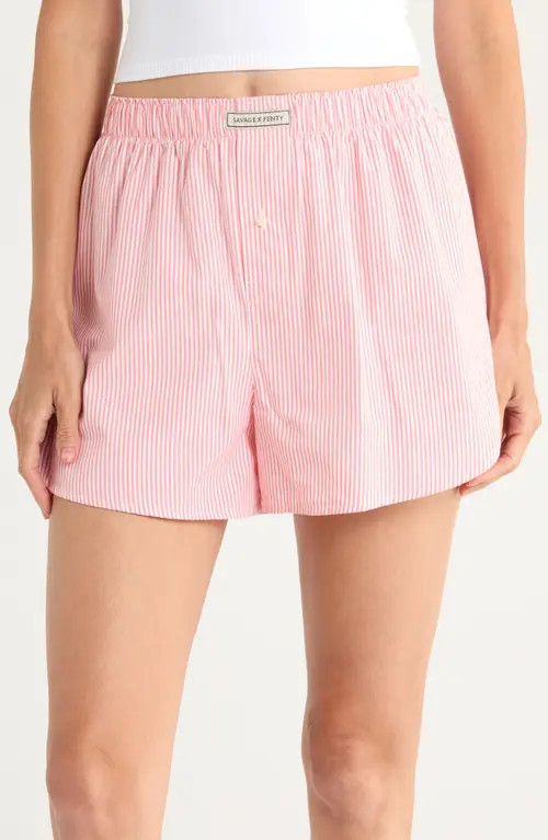 SAVAGE X FENTY Kickback Casuals Pajama Boxers in Pink Odyssey Line By Line at Nordstrom, Size Medium | Nordstrom