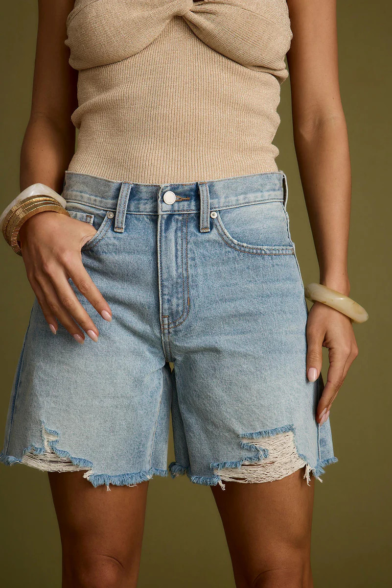 Nita Distressed Denim Shorts | 12th Tribe