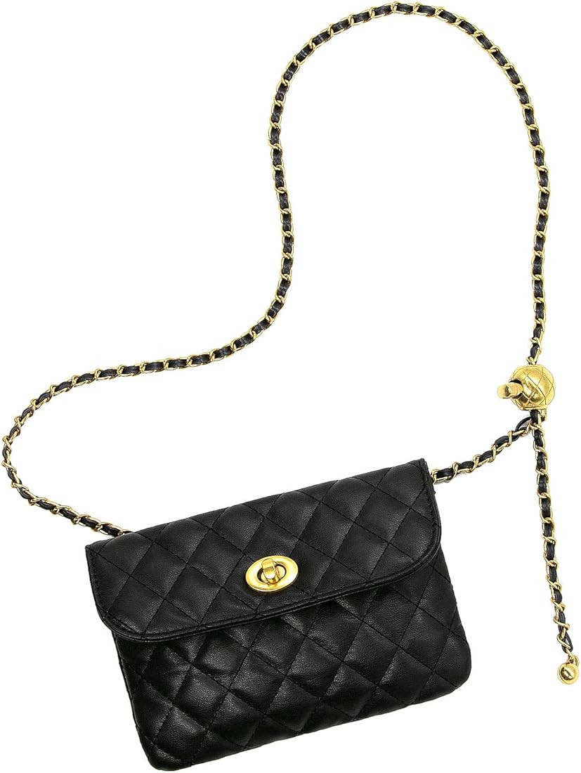 YAMEIZE PU Leather Chain Belt Bag for Women - Crossbody Waist Bag Fanny Pack Detachable Belt Chai... | Amazon (US)