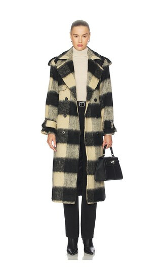 Carey Coat in Black & Cream Check | Revolve Clothing (Global)