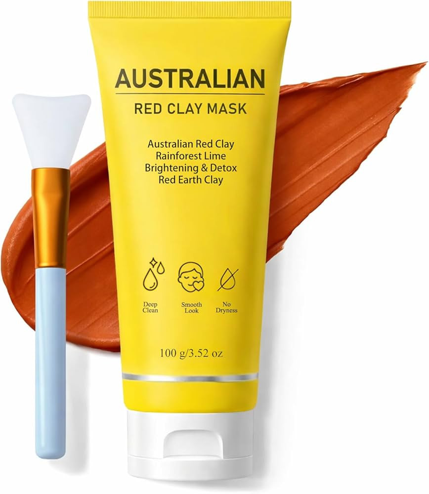 Australian Red Clay Face Mask - Deep Cleansing Detox Mud Mask with Kakadu Plum & Desert Lime - Po... | Amazon (US)
