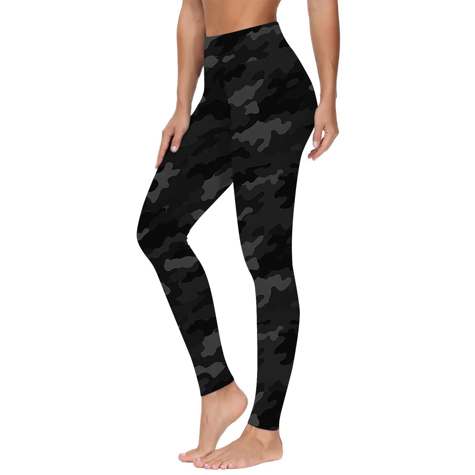 Sleek Camouflage Leggings for Women - High Waisted Draped Elastic Tights Soft Stretch Pants Tummy... | Walmart (US)