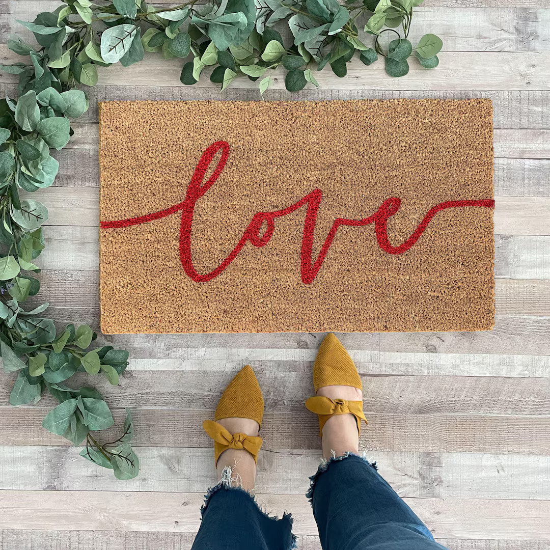 Valentines Doormat, Love Doormat, Spring Porch Decor, valentines day mat, Spring Doormat Outdoor,... | Etsy (US)