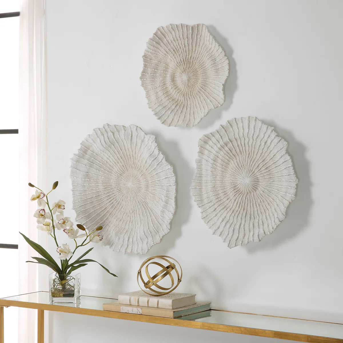 Juvan Polyresin Coral-Inspired Disc Wall Decor (Set of 3) | Wayfair North America