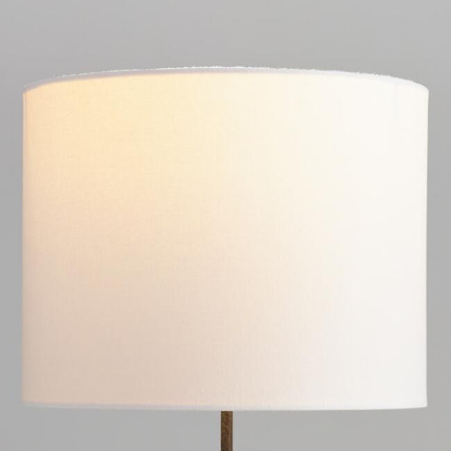 White Linen Drum Table Lamp Shade with Gold Lining | World Market