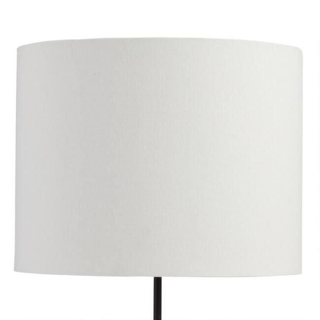 White Linen Drum Table Lamp Shade with Gold Lining | World Market