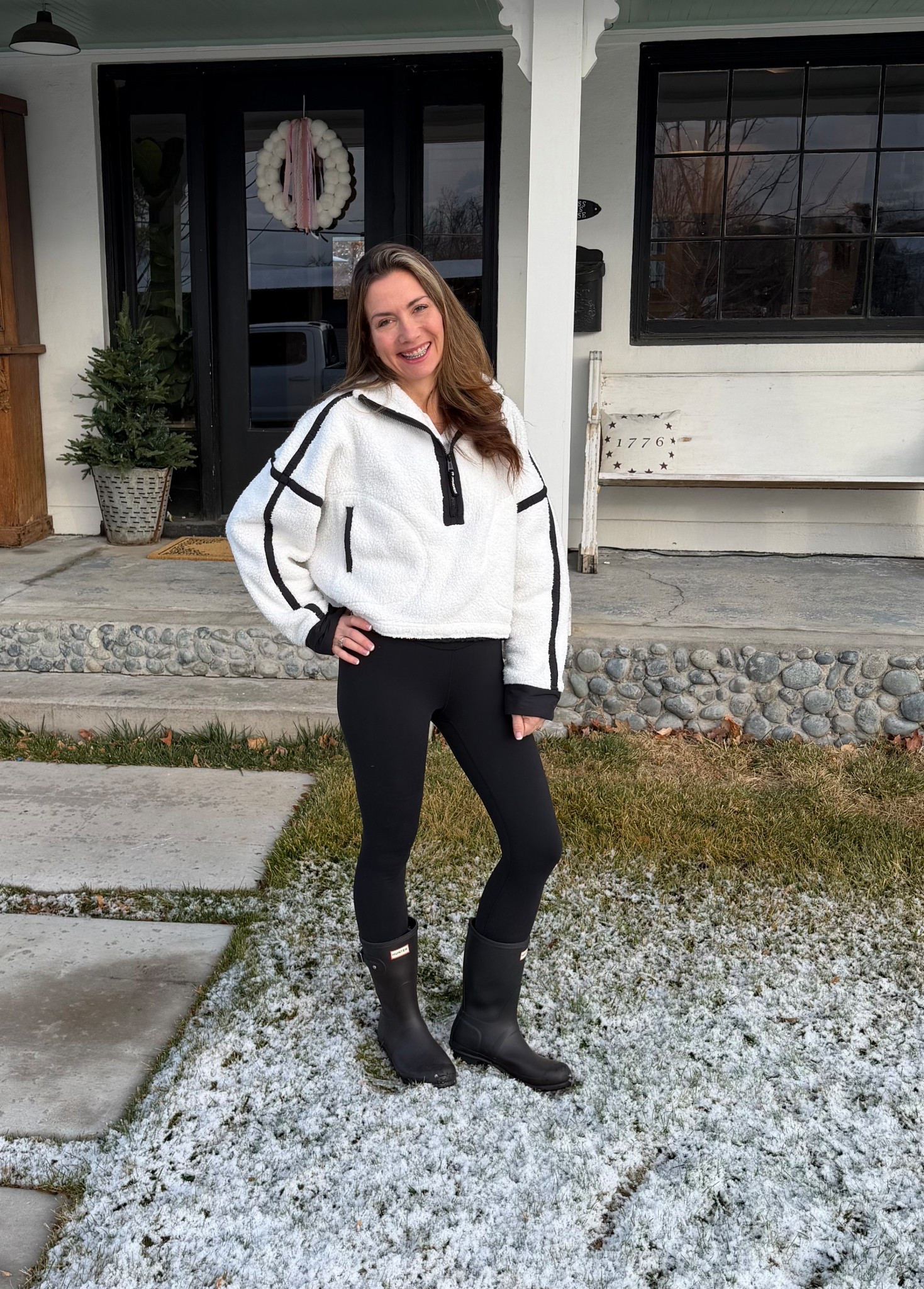 Woke up to the lightest dusting of snow this morning. It’s been so warm I was beginning to wonder if it would ever snow.  I grabbed my biggest fluffiest sweater and my boots to head out to the orthodontist.  And the best news is, I get my braces off in April!!  How’s the weather where you live? 

#LTKActive #LTKootd #LTKdayinmylife