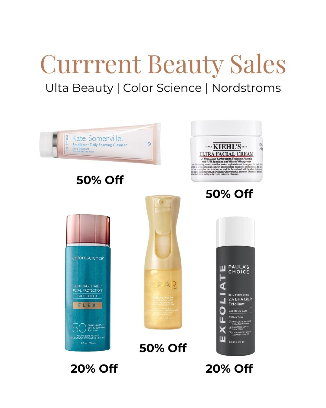 All the beauty sales right now. Stocking up on cleanser, exfoliant, spf, moisturizer 

#LTKSpringSale #LTKSaleAlert #LTKBeauty