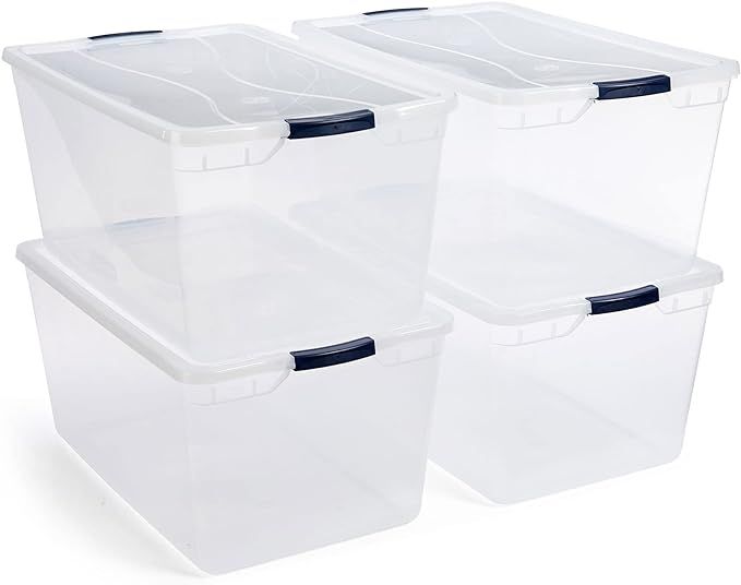 Rubbermaid Cleverstore 95 Quart Clear Stackable Large Plastic Storage Containers with Lids for Of... | Amazon (US)