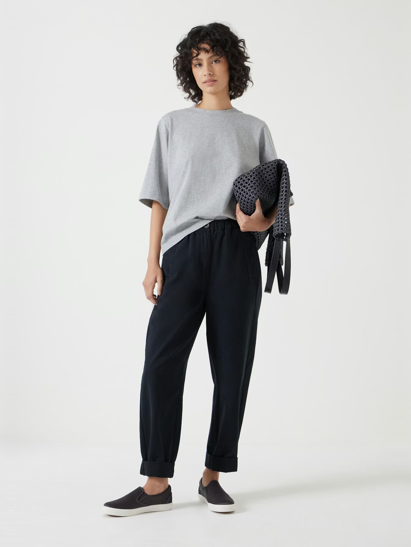 Romina Heavyweight Cotton T-Shirt | Grey Marl | Hush UK