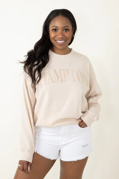 Hampton Embroidery Sweatshirt for Women in Cream | Glik's