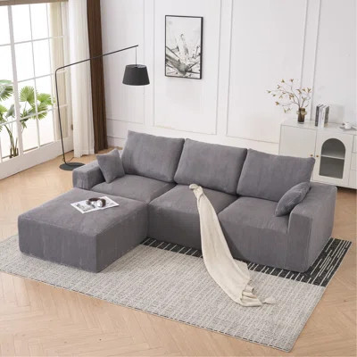 Boneless Sectional Cloud Couch Sofa For Living Room, 113" U-Shaped Modular Modern Lounge Sleeper Couches With Chaise, No Assemble, Cordury Compression | Wayfair North America