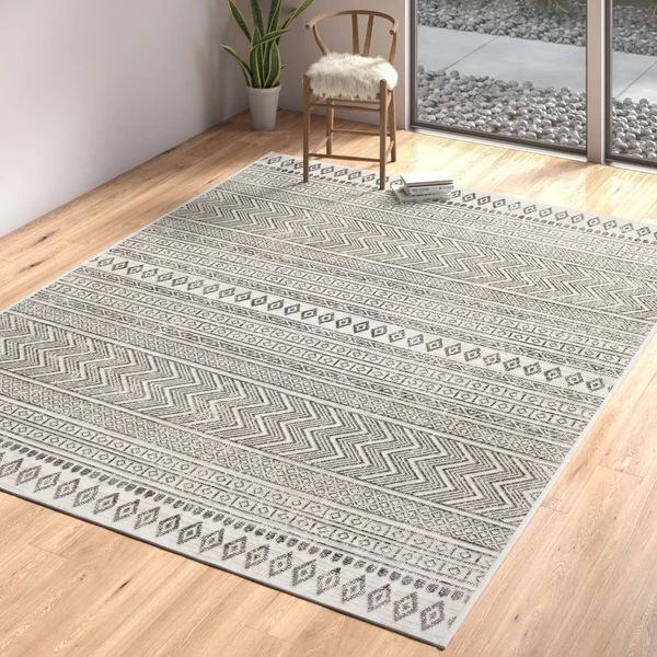 Brennen Southwestern Indoor / Outdoor Area Rug in Black/White | Wayfair North America