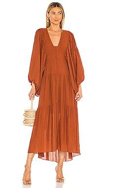Shona Joy Mila Plunged Tiered Midi Dress in Paprika from Revolve.com | Revolve Clothing (Global)