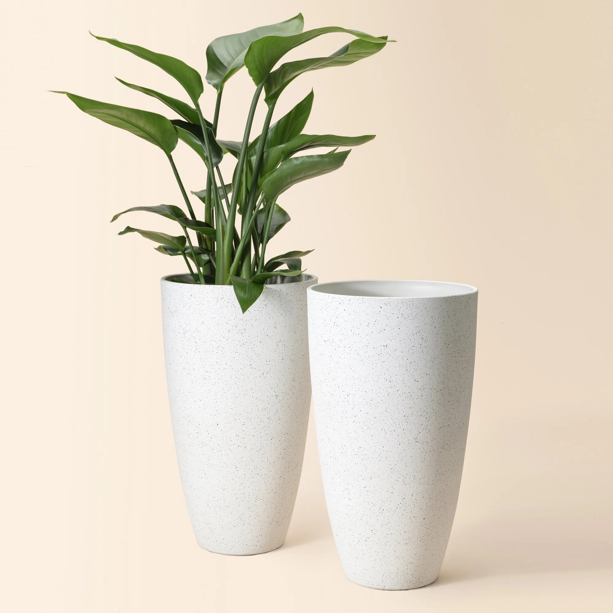 Tall Large Round Planters 2 Pack, Large Planter Pots for Front Door (Set of 2) | Wayfair North America