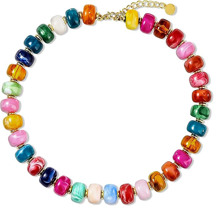 Trinckle Chunky Beaded Necklaces for Women, Colorful and White Beaded Necklaces for Summer, Adjus... | Amazon (US)