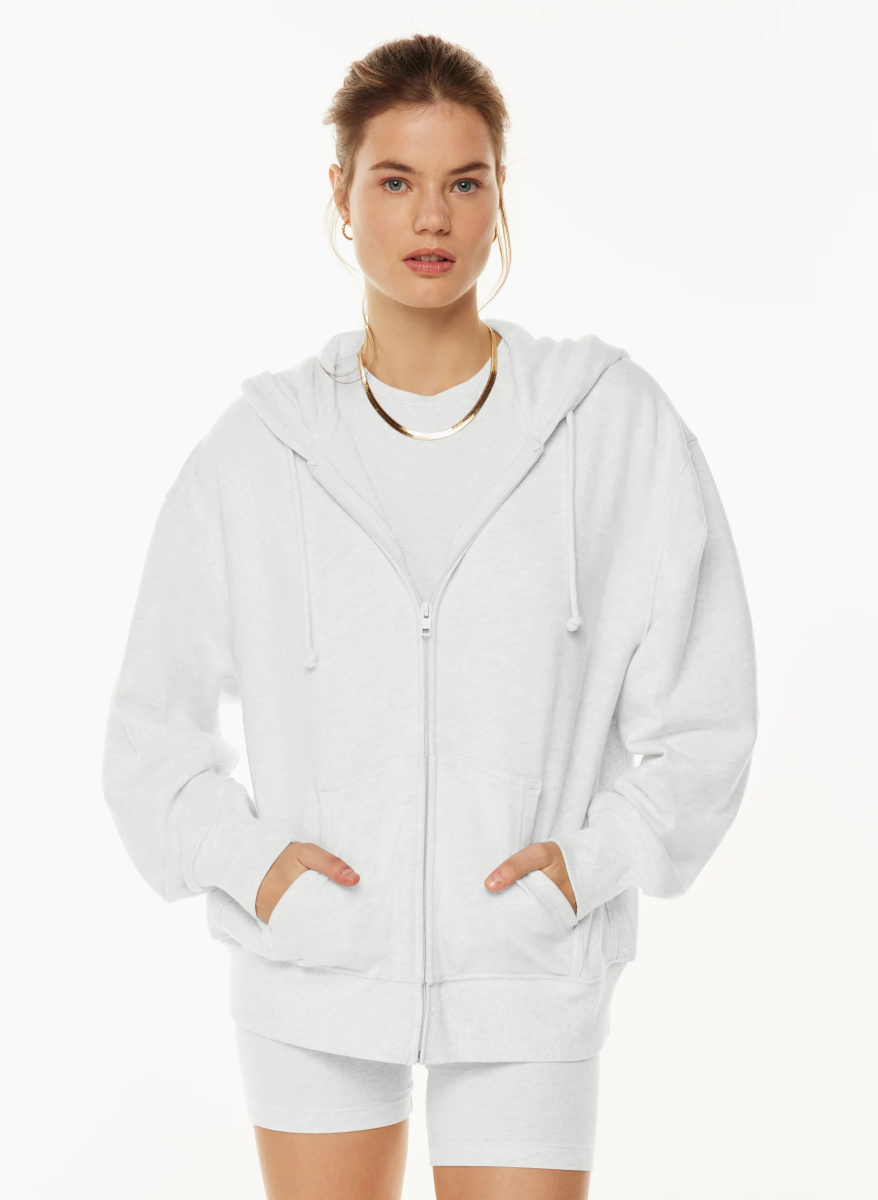 TERRY FLEECE BOYFRIEND ZIP HOODIE | Aritzia