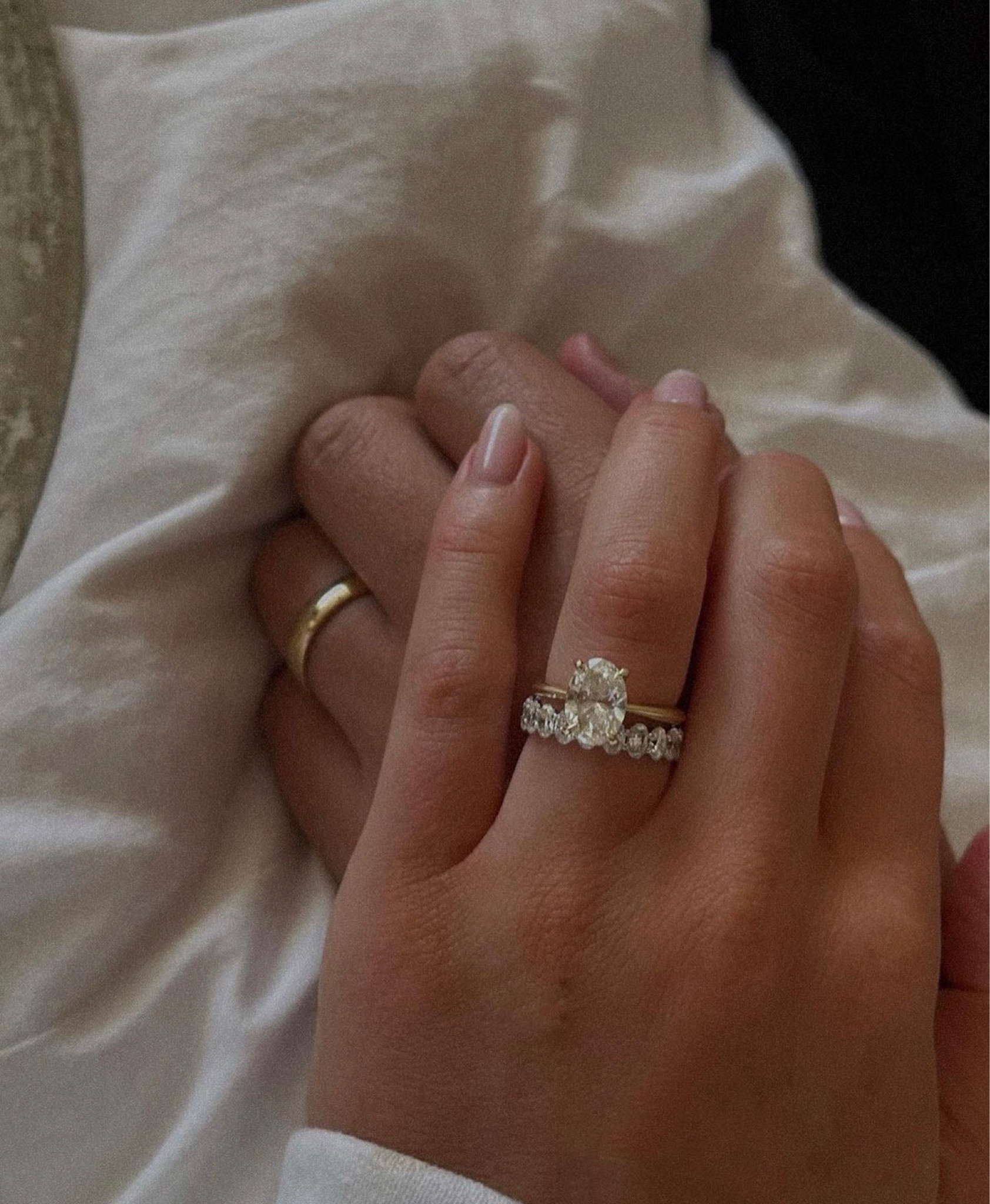 Our wedding bands 🤍 I opted for a diamond eternity band that matched the shape of my engagement ring and Joey chose a classic simple gold band.

#LTKwedding