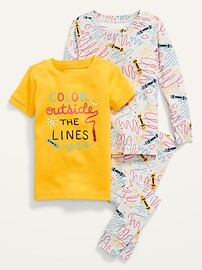 Unisex 3-Piece Printed Pajama Set for Toddler & Baby | Old Navy (US)