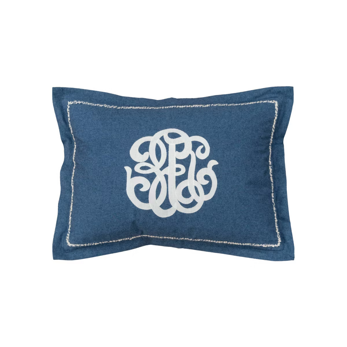 14"x20" Oversize Monogram Poly Filled Lumbar Throw Pillow Blue - Rizzy Home: Vintage Charm, Remov... | Target