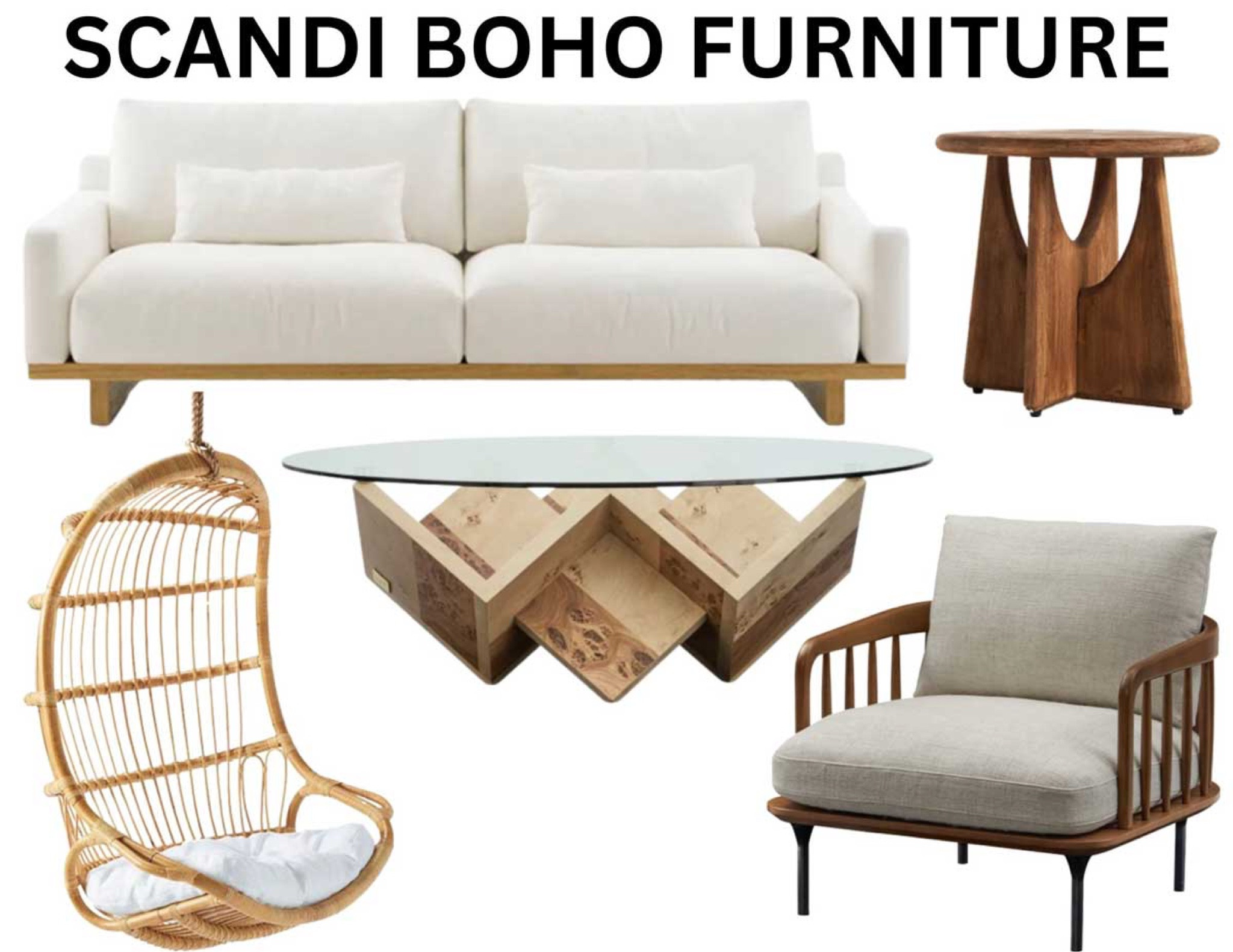Scandi boho living room furniture, couch, neutral sofa, burl wood coffee table, accent chair, rattan swing chairr

#LTKover40 #LTKhome #LTKstyletip