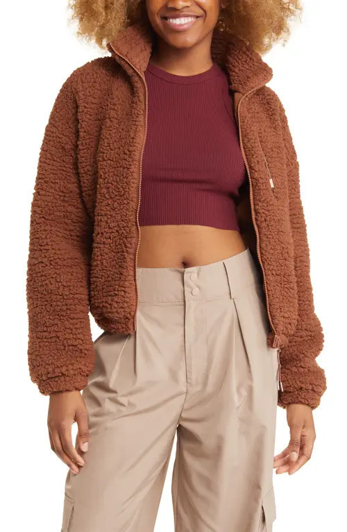 BP. High Pile Fleece Zip-Up Jacket in Brown Kona at Nordstrom, Size Xx-Small | Nordstrom