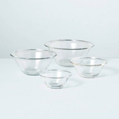 4pc Glass Mixing Bowl Set Clear - Hearth & Hand™ with Magnolia | Target