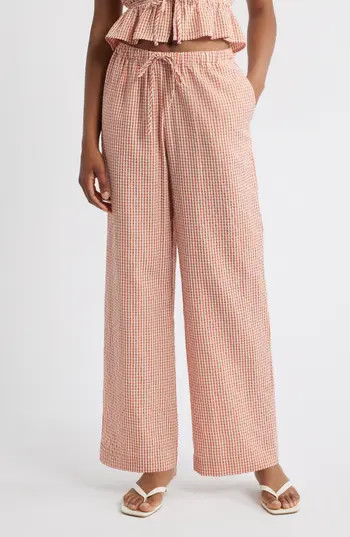 WAYF x Styled by COCO! Nina Gingham Seersucker Straight Leg Pants in Clay Seersucker at Nordstrom Rack, Size Small | Nordstrom Rack