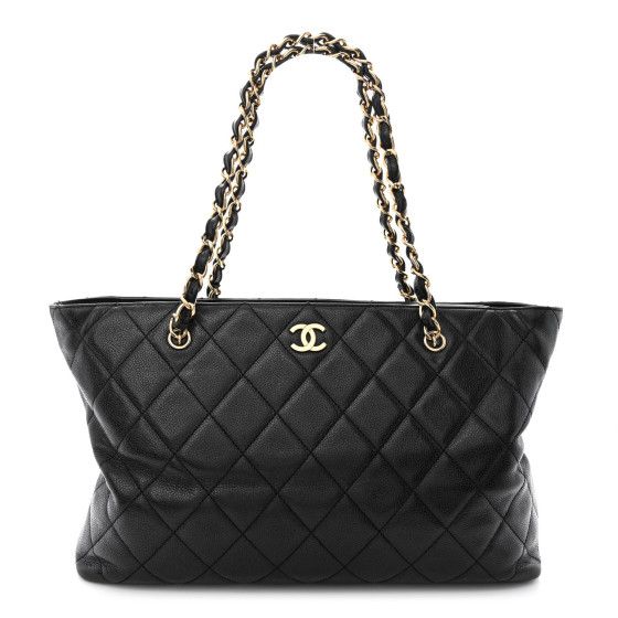 Caviar Quilted Shopping Tote Black | FASHIONPHILE (US)