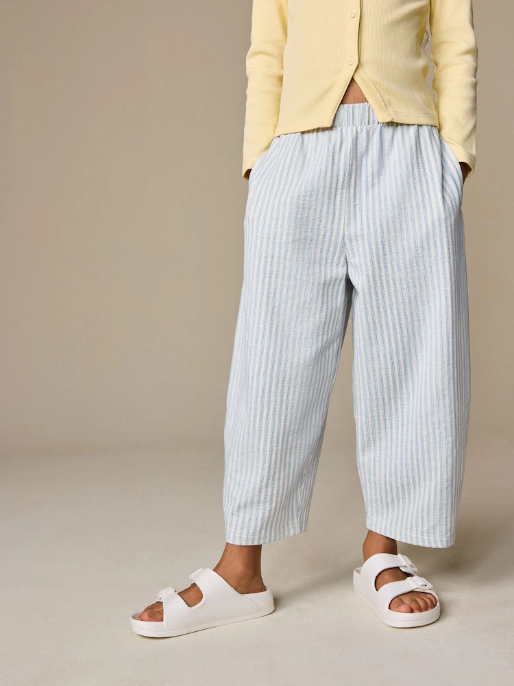 Blue Stripe Textured Barrel Trousers (3-16yrs) | Next US