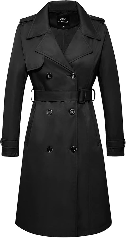 FARVALUE Women's Long Trenchcoat Double Breasted Trench Coat Water Resistant Classic Peacoat with... | Amazon (US)