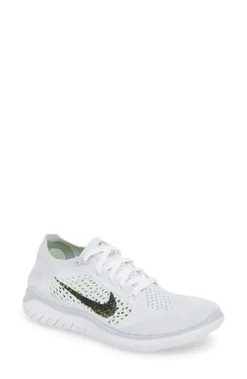 Women's Nike Free Rn Flyknit 2018 Running Shoe, Size 5 M - White | Nordstrom