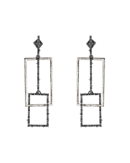 Alexis Bittar Crystal Encrusted Brutalist Link Post Earrings | Neiman Marcus