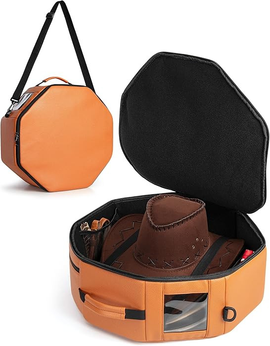 Marscamd Vegan Leather Hat Box Fits 4 Cowboy or Wide-Brim Hats, Padded Storage Case with Shoulder... | Amazon (US)