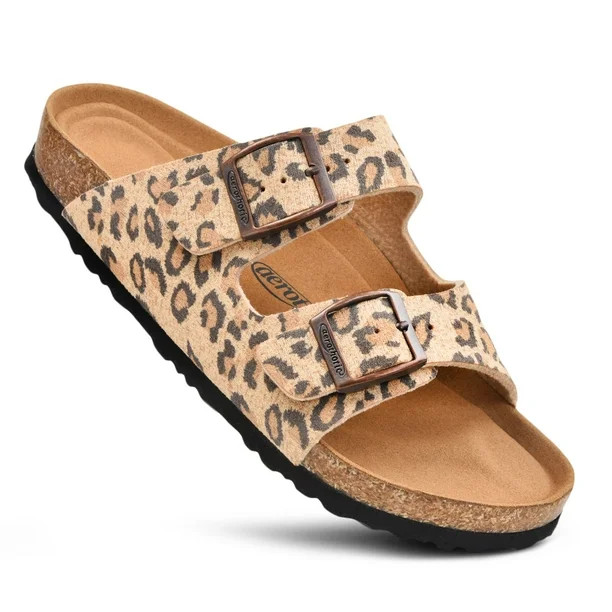 Aerothotic Women Comfort Slides Adjustable Double Buckle Flat Sandals | Walmart (US)